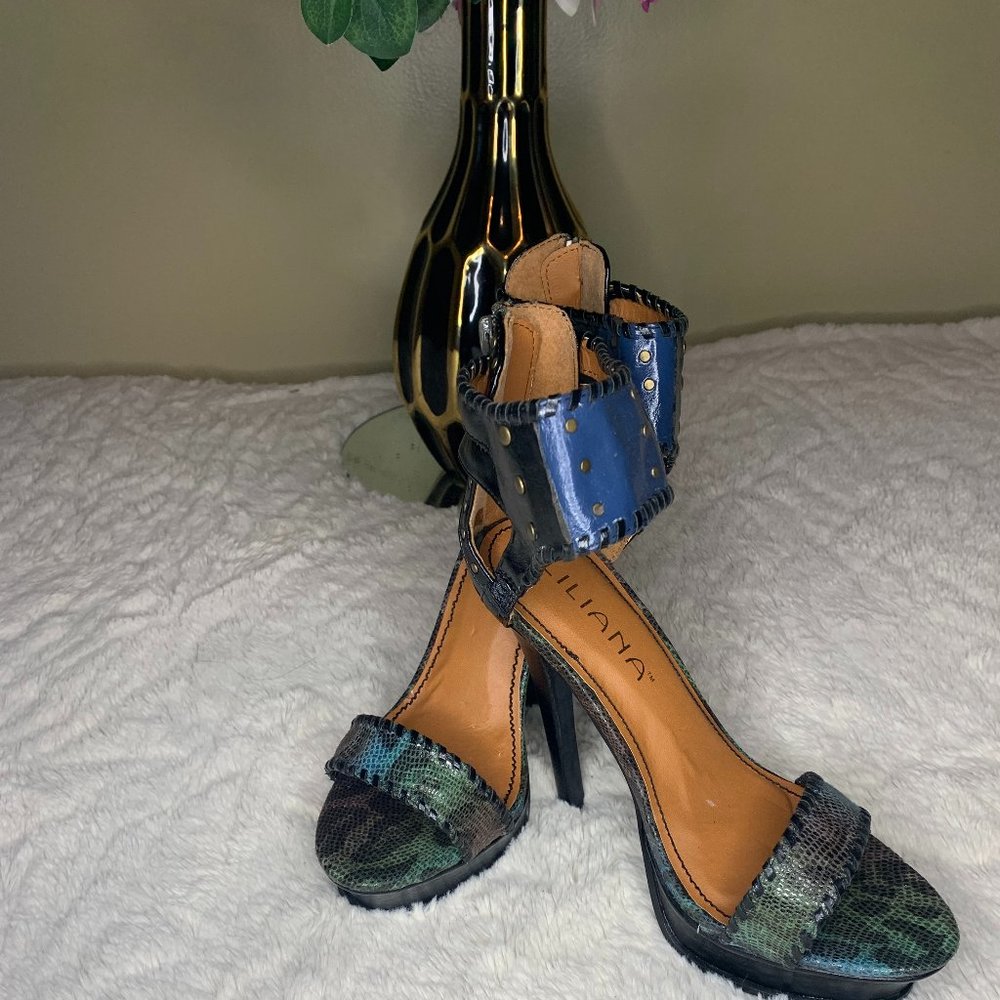 Multi Color Snake Print Heels - Picture 2 of 4